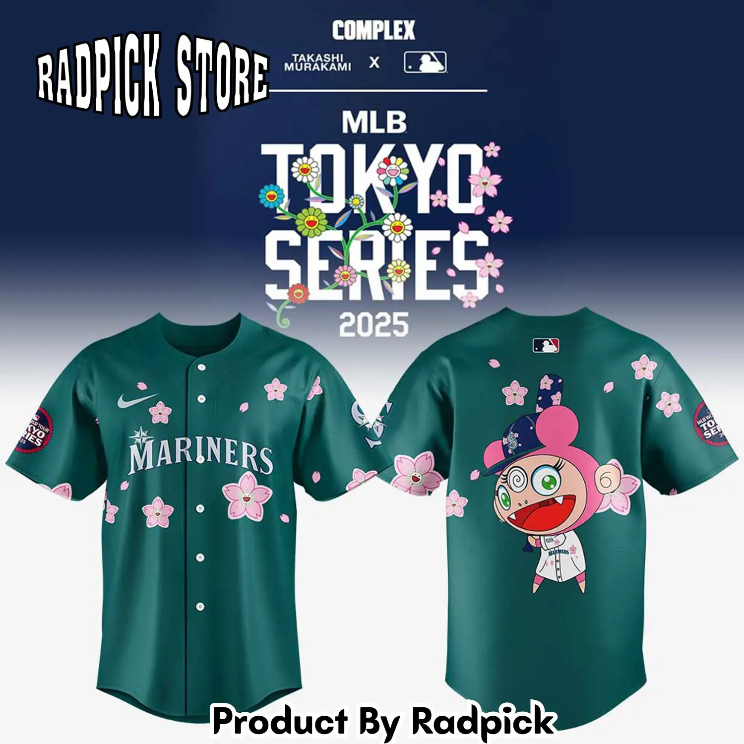 Radpick seattle mariners takashi murakami x mlb world tour tokyo series v2 baseball jersey rp12797
